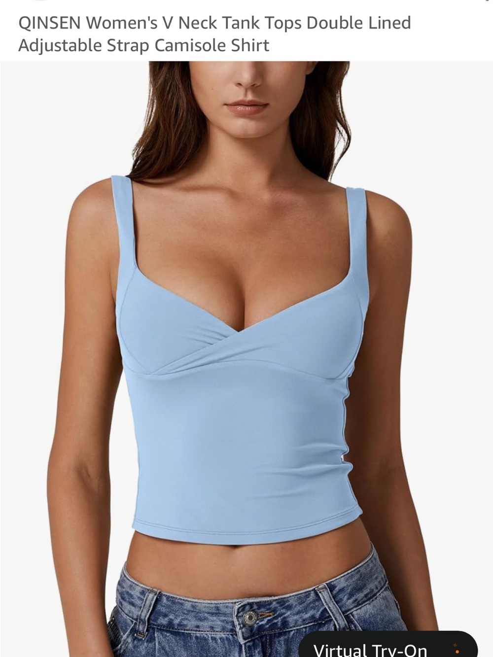 OINSEN Light Blue Double-Lined V-Neck Tank Camisole